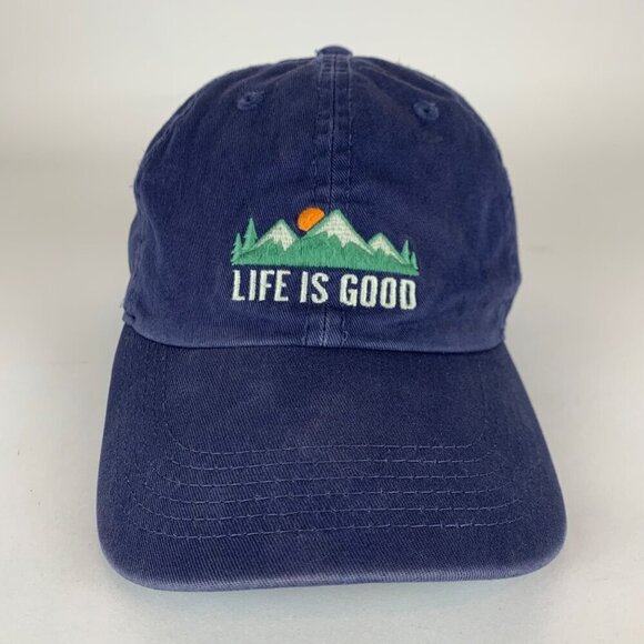 Life Is Good Mens Navy Blue Relaxed Fit Strapback Hat - Picture 2 of 5